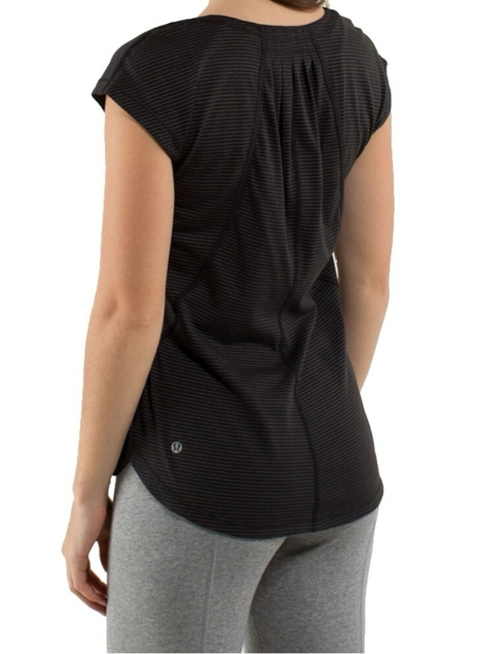 Lululemon Black Pleated Cap Sleeve Tee